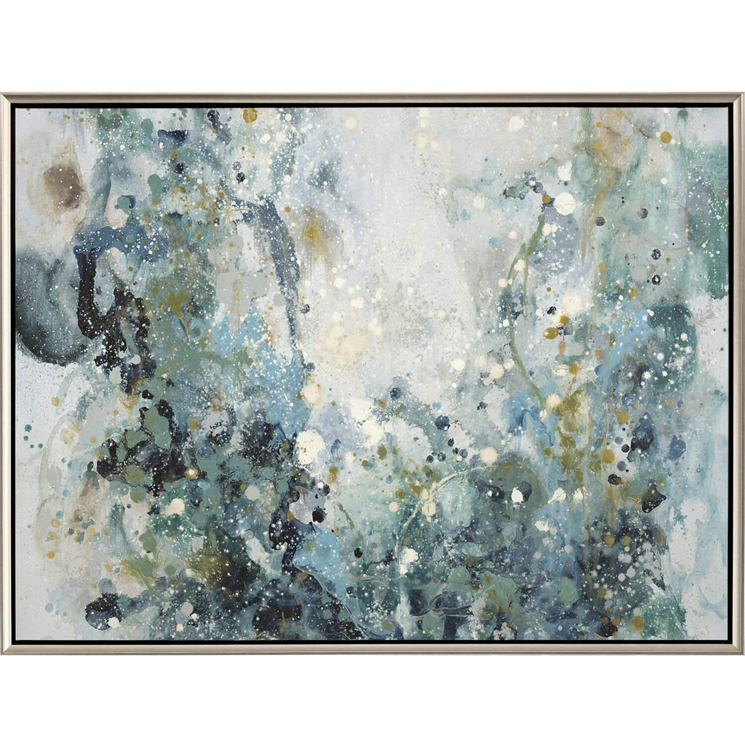 Abstract Blue and Green and Turquoise and Yellow Canvas