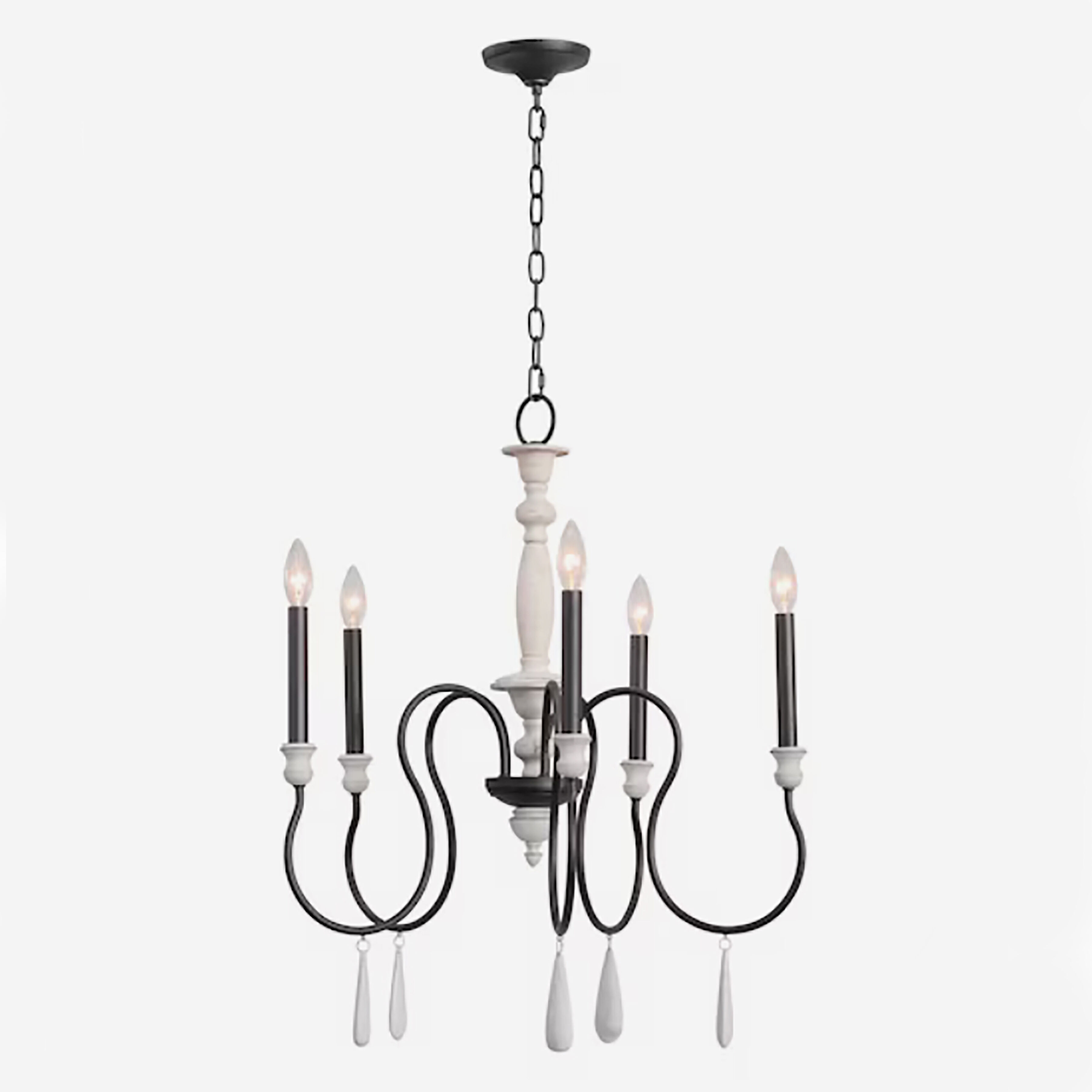 Brownell 5 Light 24.5 inch Charcoal with Antique White Chandelier Ceiling Light