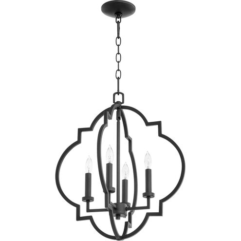 Dublin 4 Light 18 inch Noir Foyer Pendant Ceiling Light, Quorum Home