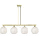 Arcadia White Mouchette Island Light Ceiling Light in Antique Brass