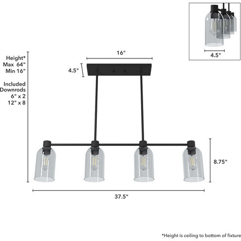 Lochemeade 4 Light 38 inch Natural Iron Linear Chandelier Ceiling Light