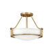 Hathaway LED 16 inch Heritage Brass Semi-Flush Mount Ceiling Light in Etched White