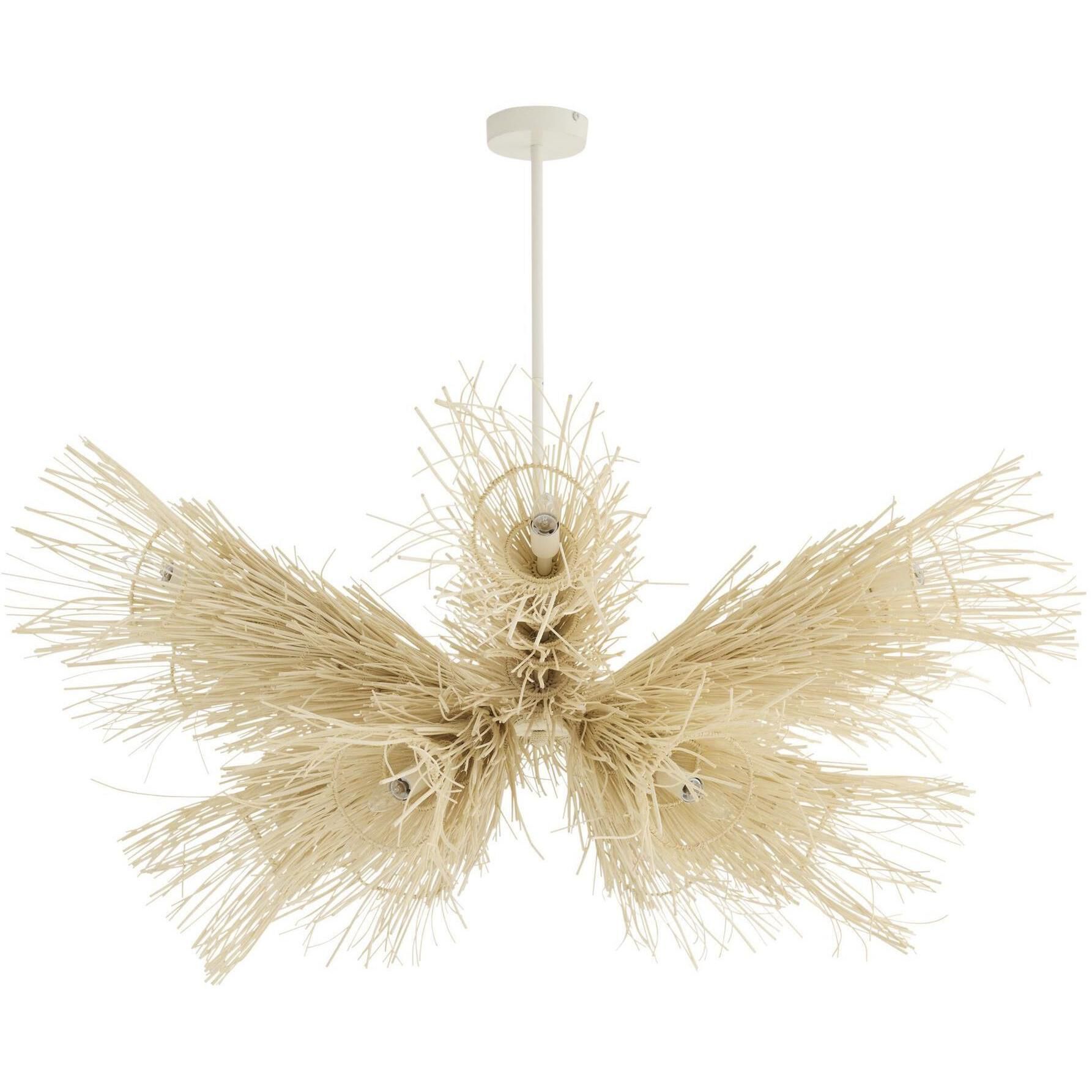 Kauai 12 Light 52 inch Bleached Rattan and White Chandelier Ceiling Light