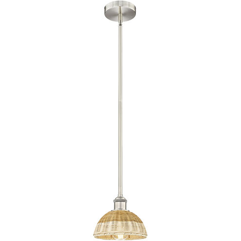 Edison Bristol Natural II 1 Light 7.5 inch Brushed Satin Nickel Mini Pendant Ceiling Light