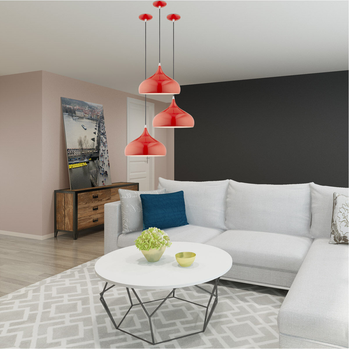 Allison 1 Light 14 inch Shiny Red Mini Pendant Ceiling Light