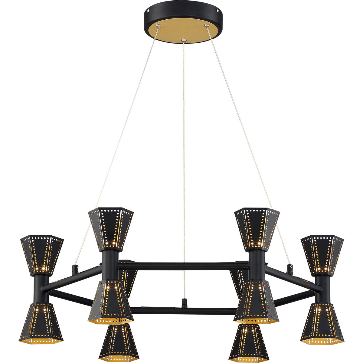 Houston LED 24 inch Black and Gold Chandelier Ceiling Light