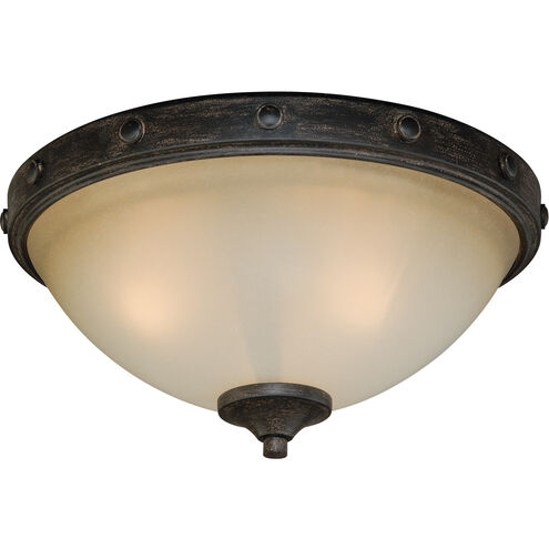 Halifax 2 Light 15 inch Black Walnut Flush Mount Ceiling Light