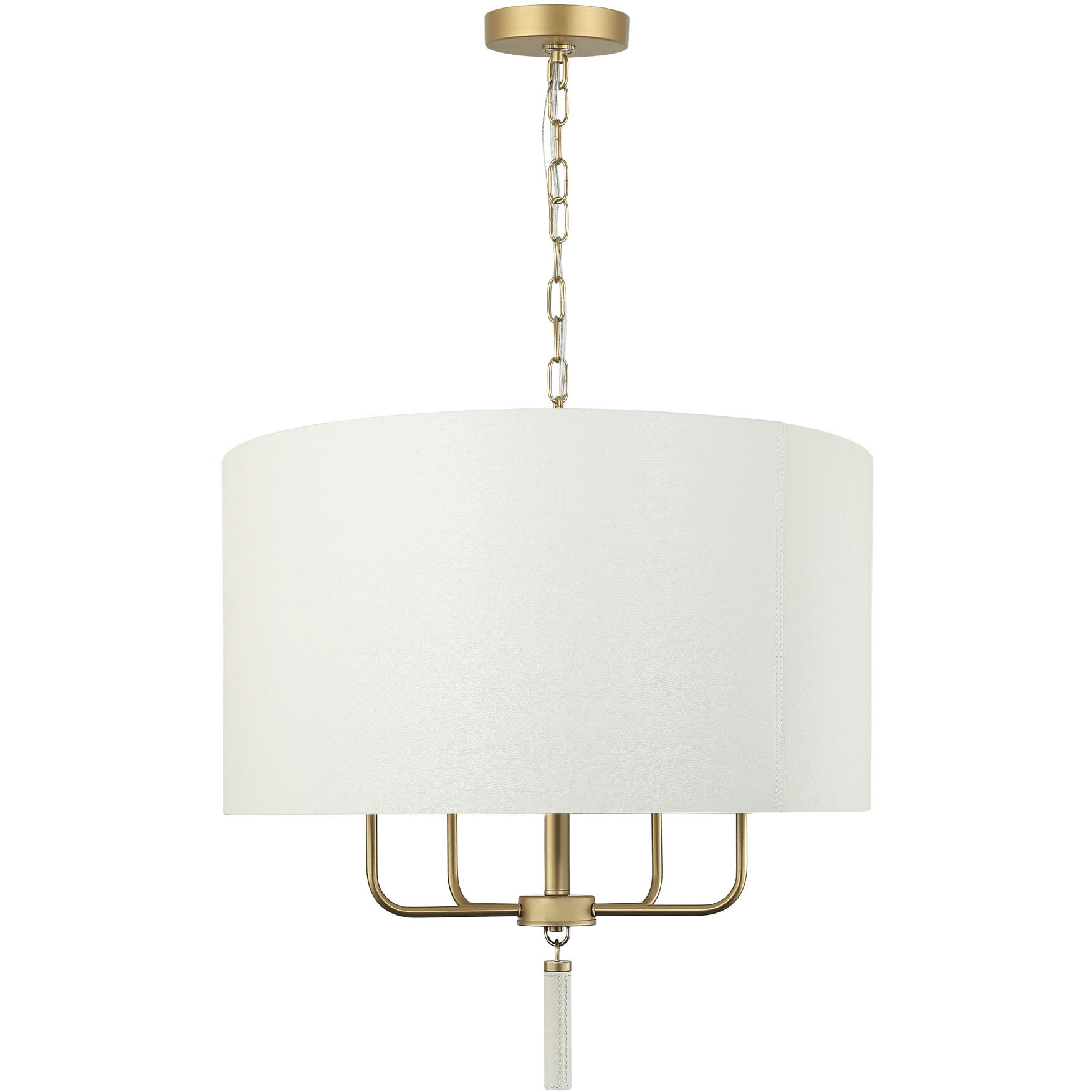 Secret Agent 4 Light 24 inch Painted Gold and White Leather Pendant Ceiling Light