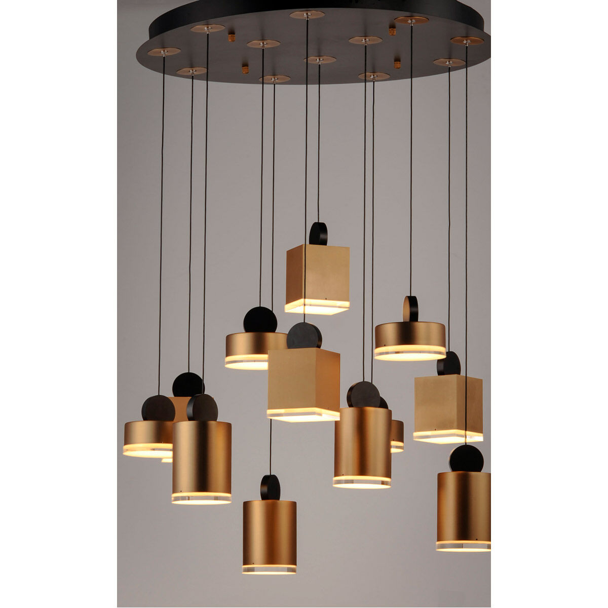 Nob LED 26.5 inch Black and Gold Multi-Light Pendant Ceiling Light