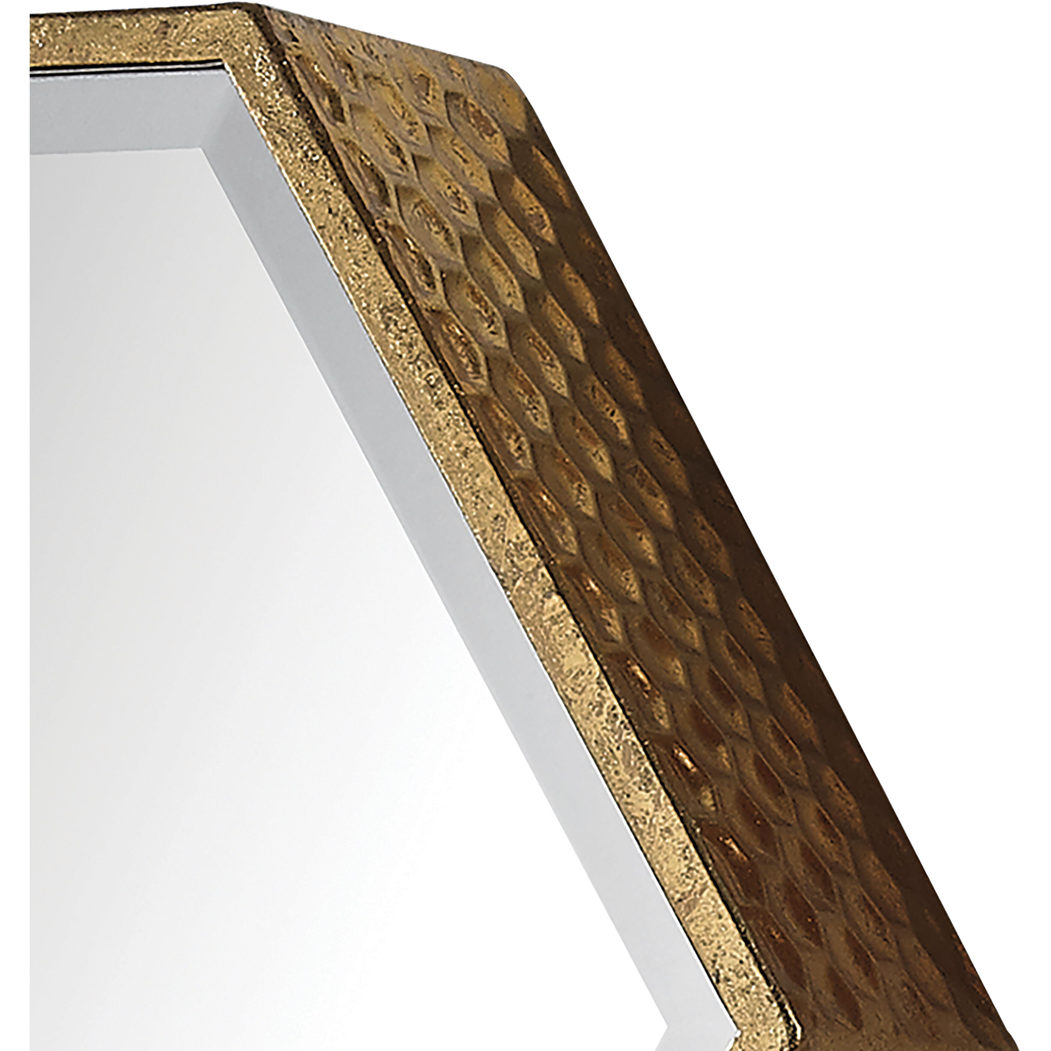Hexagonal 15.75 X 13.75 inch Gold with Mirror Wall Mirror, Set of 5