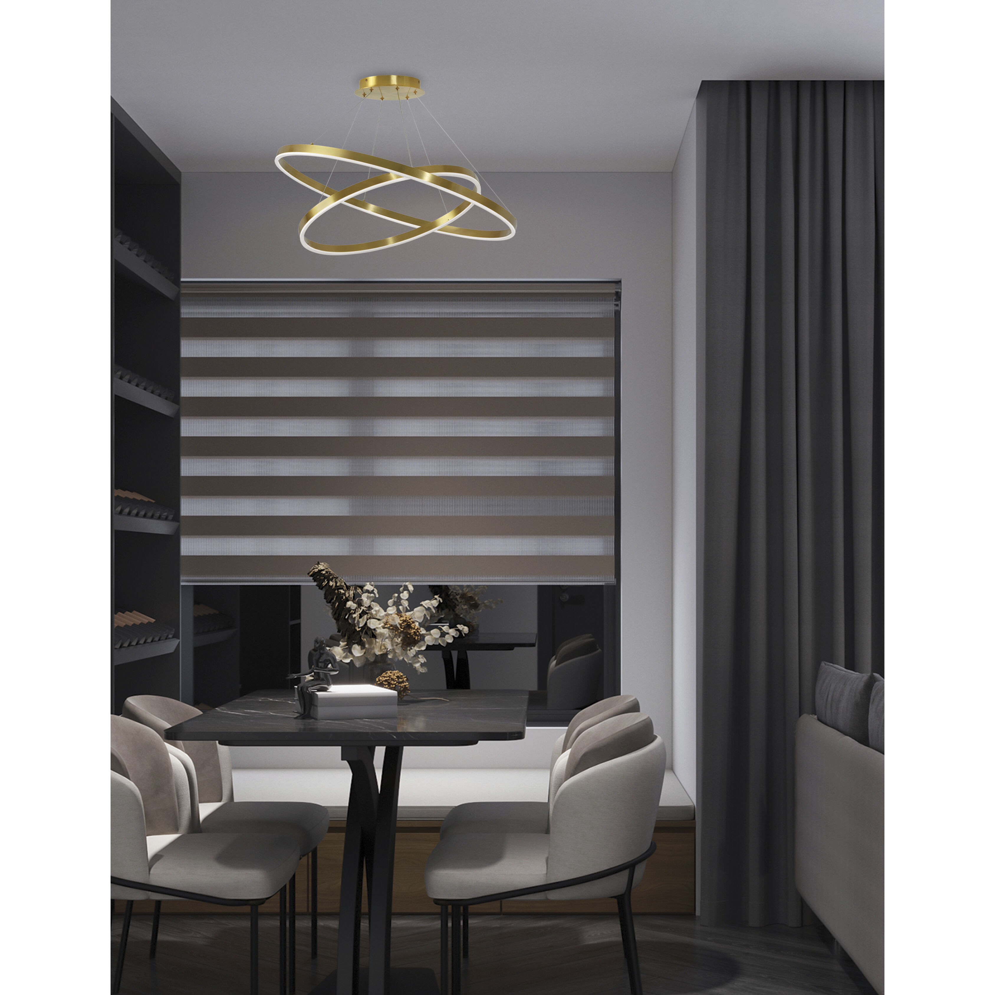 Circulo LED 32 inch Aged Brass Chandelier Ceiling Light, Tiered