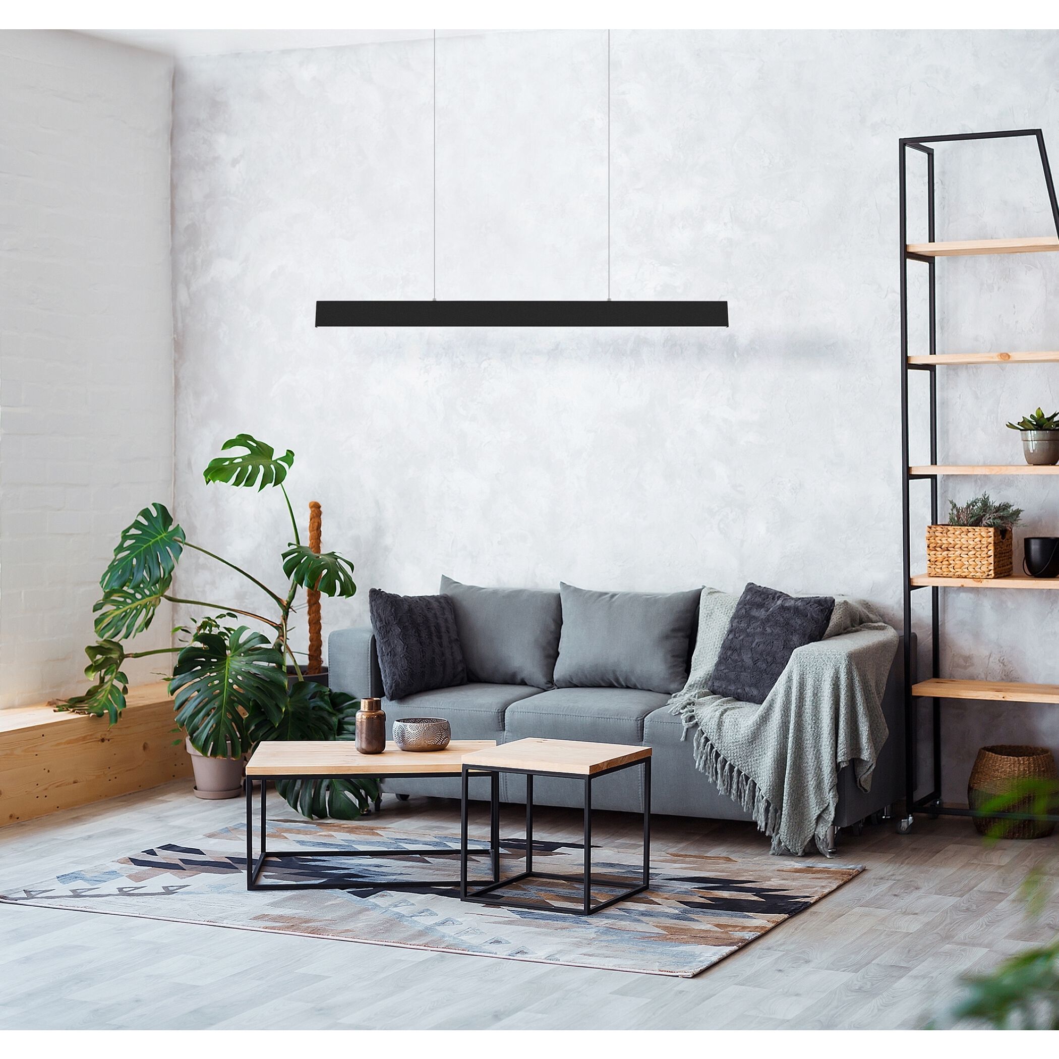 Eglo 204376A Climene LED Linear Pendant Matte Black