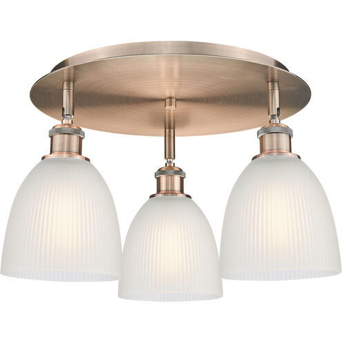 Castile 3 Light 17.75 inch Antique Copper Flush Mount Ceiling Light in White