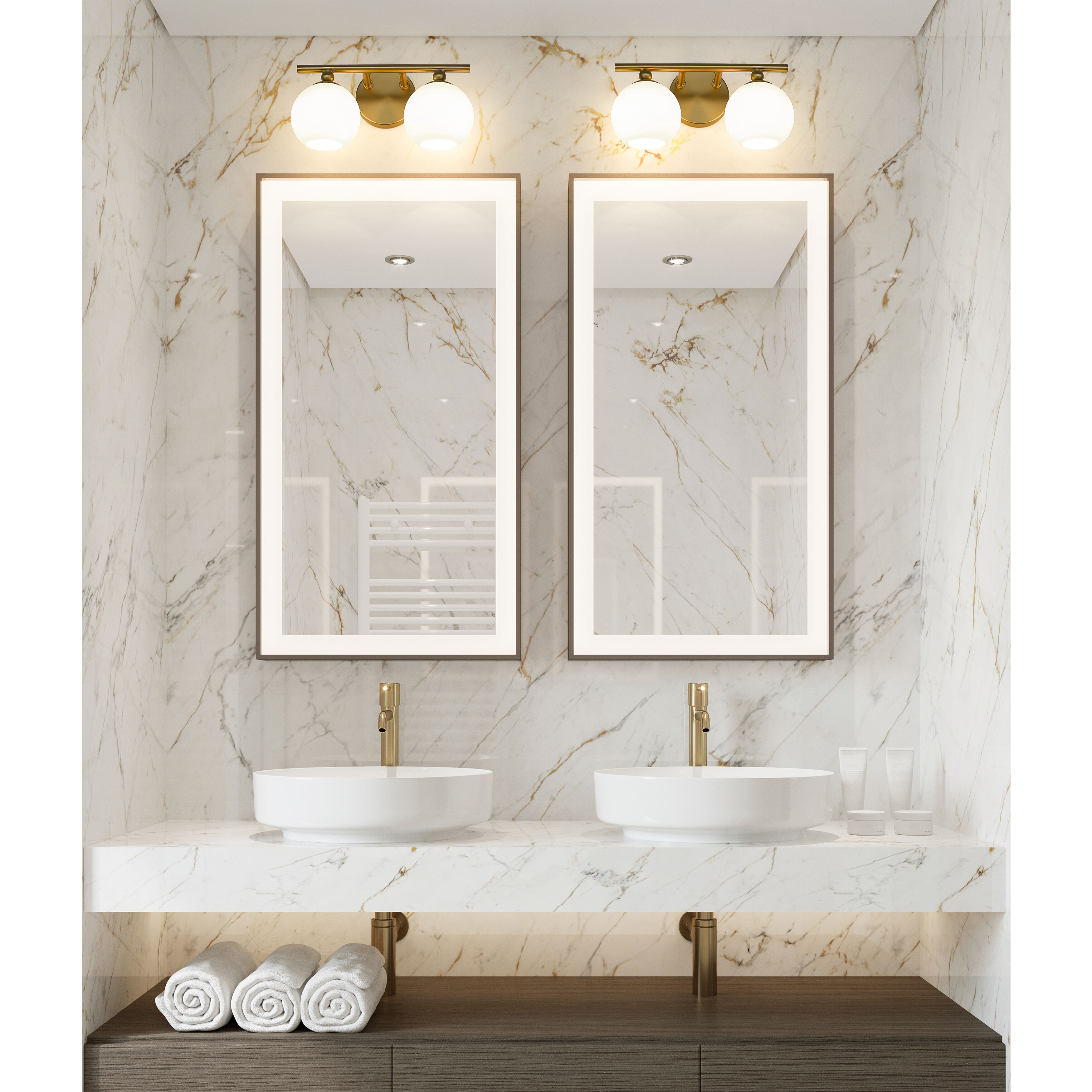 Neoma 2 Light 13.5 inch Modern Gold Vanity Wall Light