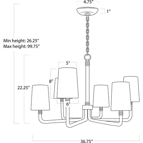 Boracay 6 Light 36.75 inch White Chandelier Ceiling Light, Small