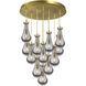 Owego 12 Light 24.38 inch Brushed Brass Multi Pendant Ceiling Light in Light Smoke Glass