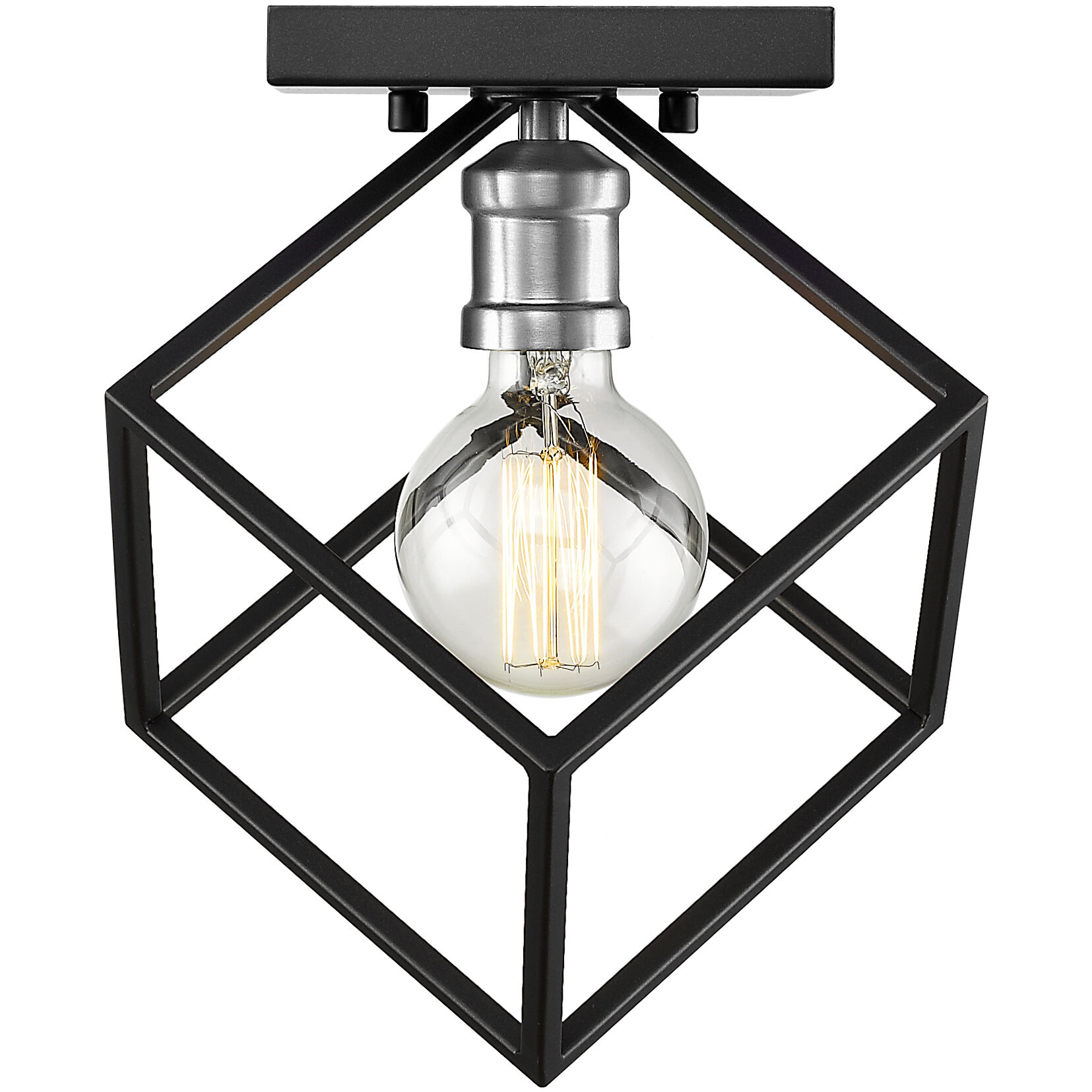 Vertical 1 Light 10 inch Matte Black and Brushed Nickel Flush Mount Ceiling Light