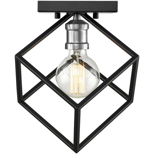 Vertical 1 Light 10 inch Matte Black and Brushed Nickel Flush Mount Ceiling Light
