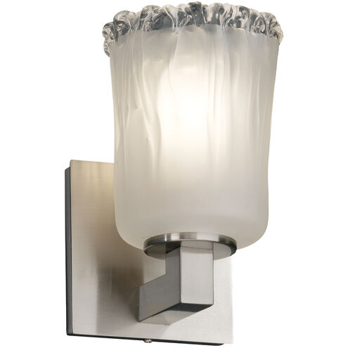 Veneto Luce LED 4.75 inch Brushed Nickel Wall Sconce Wall Light in 700 Lm LED, White Frosted (Veneto Luce), Cylinder with Rippled Rim, Modular