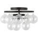 Alora Mood Faye 3 Light 17.75 inch Matte Black Semi-Flush Mount Ceiling Light in Clear Ribbed Glass
