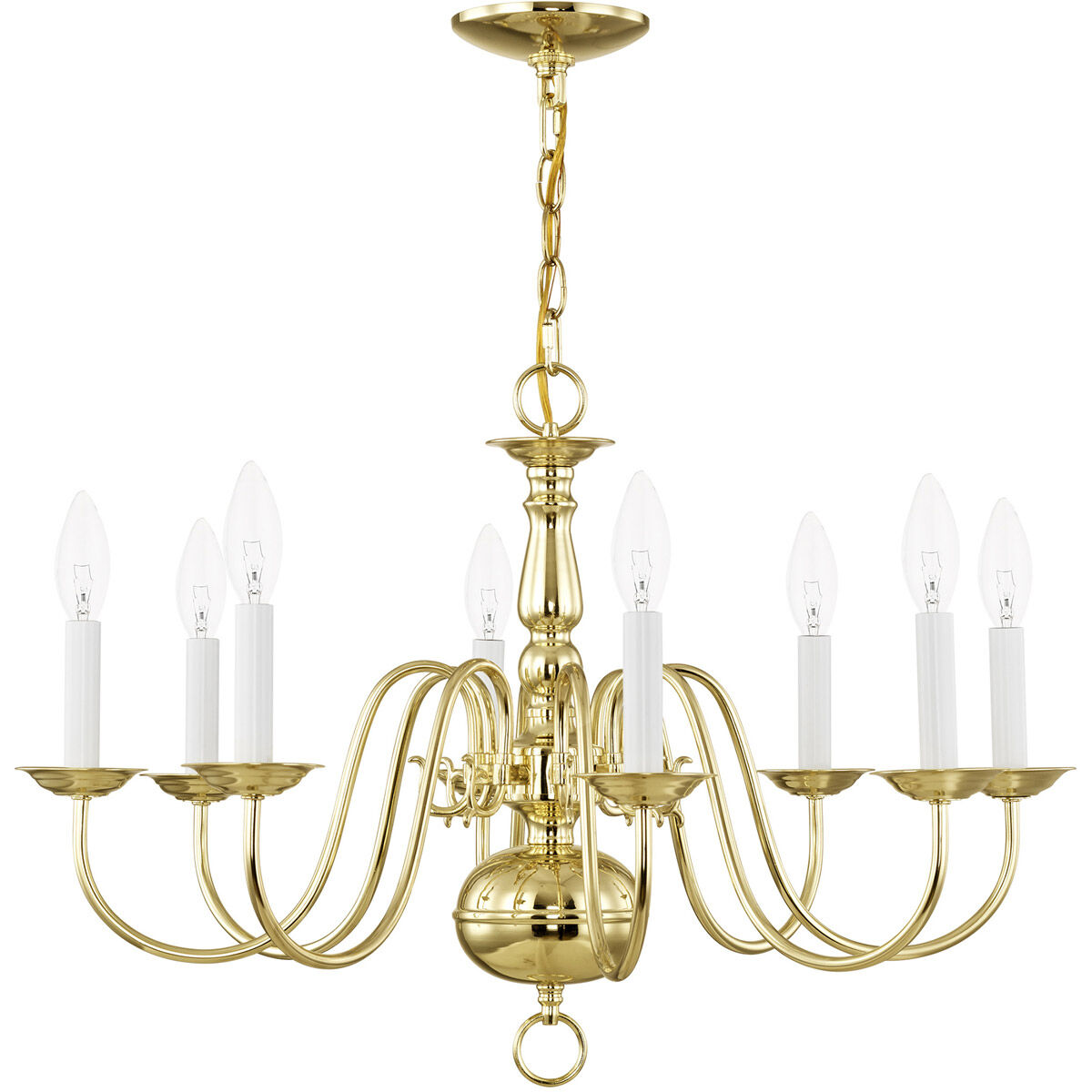 Williamsburgh 8 Light 26 inch Polished Brass Chandelier Ceiling Light