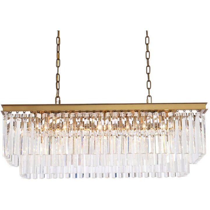 Sydney 12 Light 40 inch Satin Gold Linear Chandelier Ceiling Light in Clear