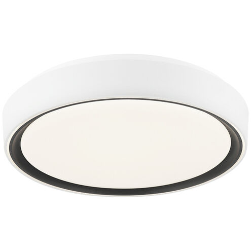 Alamus LED 15.25 inch Aged Gold Brass and White Flush Mount Ceiling Light in White and Black