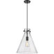 Newton Cone 1 Light 14 inch Matte Black Pendant Ceiling Light in Seedy Glass