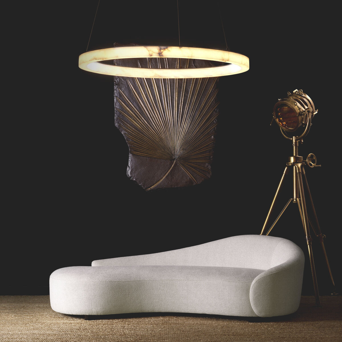 Sankt Gallen 39.37 inch Alabaster with Bronze Highlight Chandelier Ceiling Light, Large