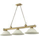 Cordon 3 Light 58 inch Rubbed Brass Billiard Ceiling Light in Golden Mottle Glass