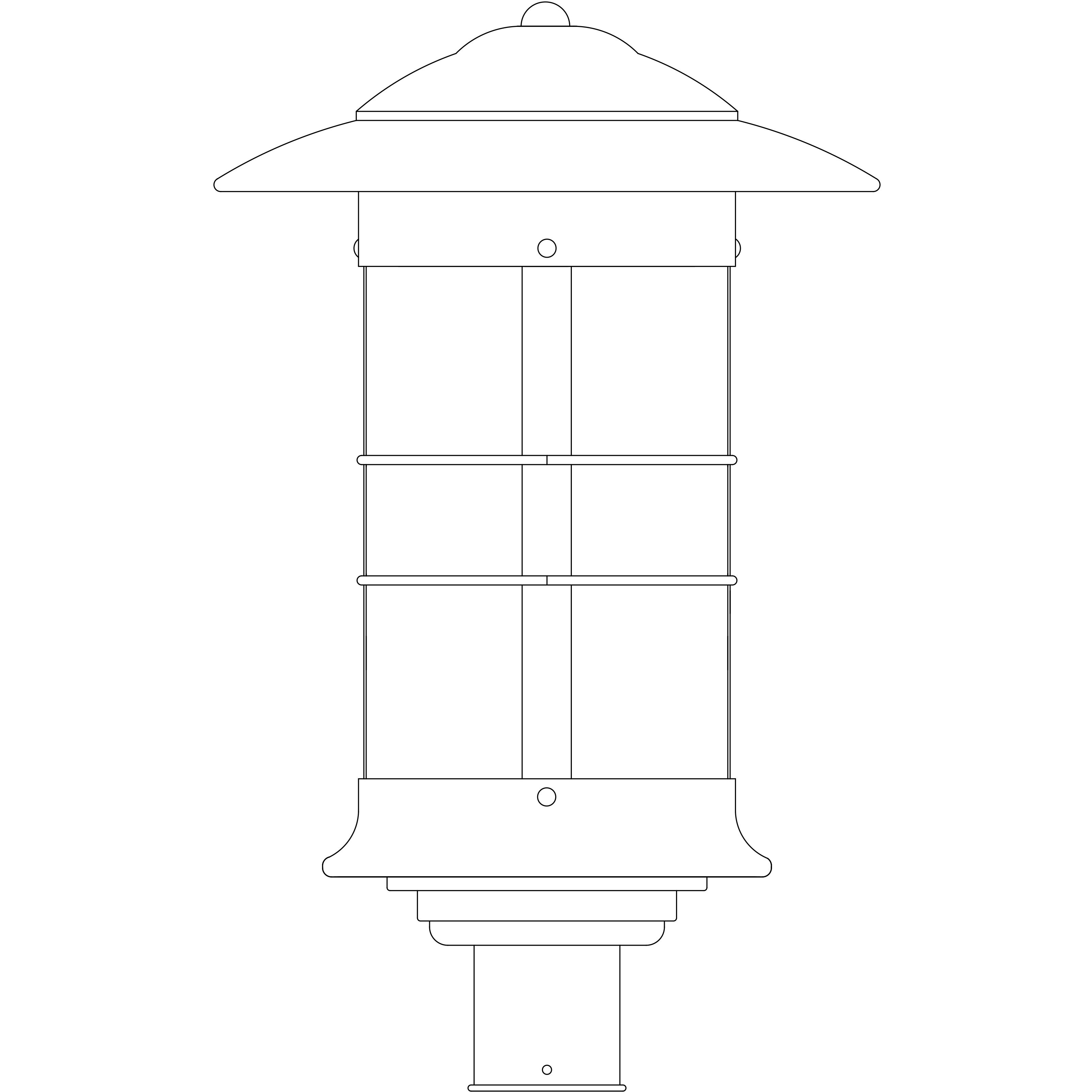 Newport 1 Light 22.5 inch Pewter Post Mount in Almond Mica