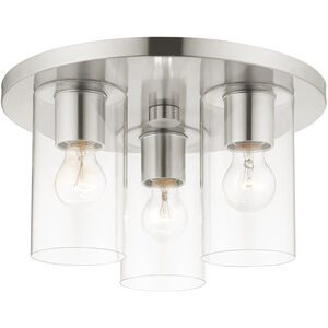 Zurich 3 Light 14 inch Brushed Nickel Flush Mount Ceiling Light