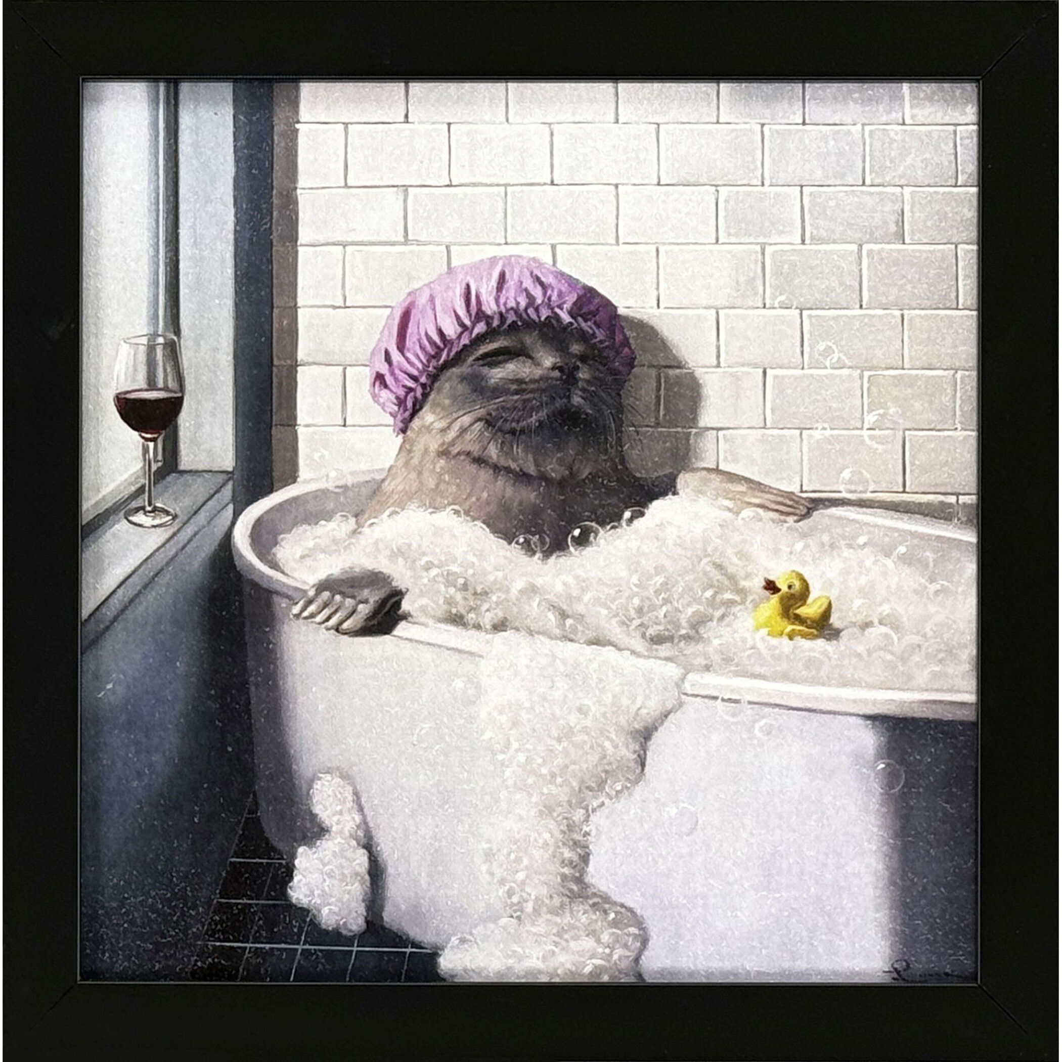 Bubble Bath 11 X 11 inch Non-Glass Framed Art, Propac