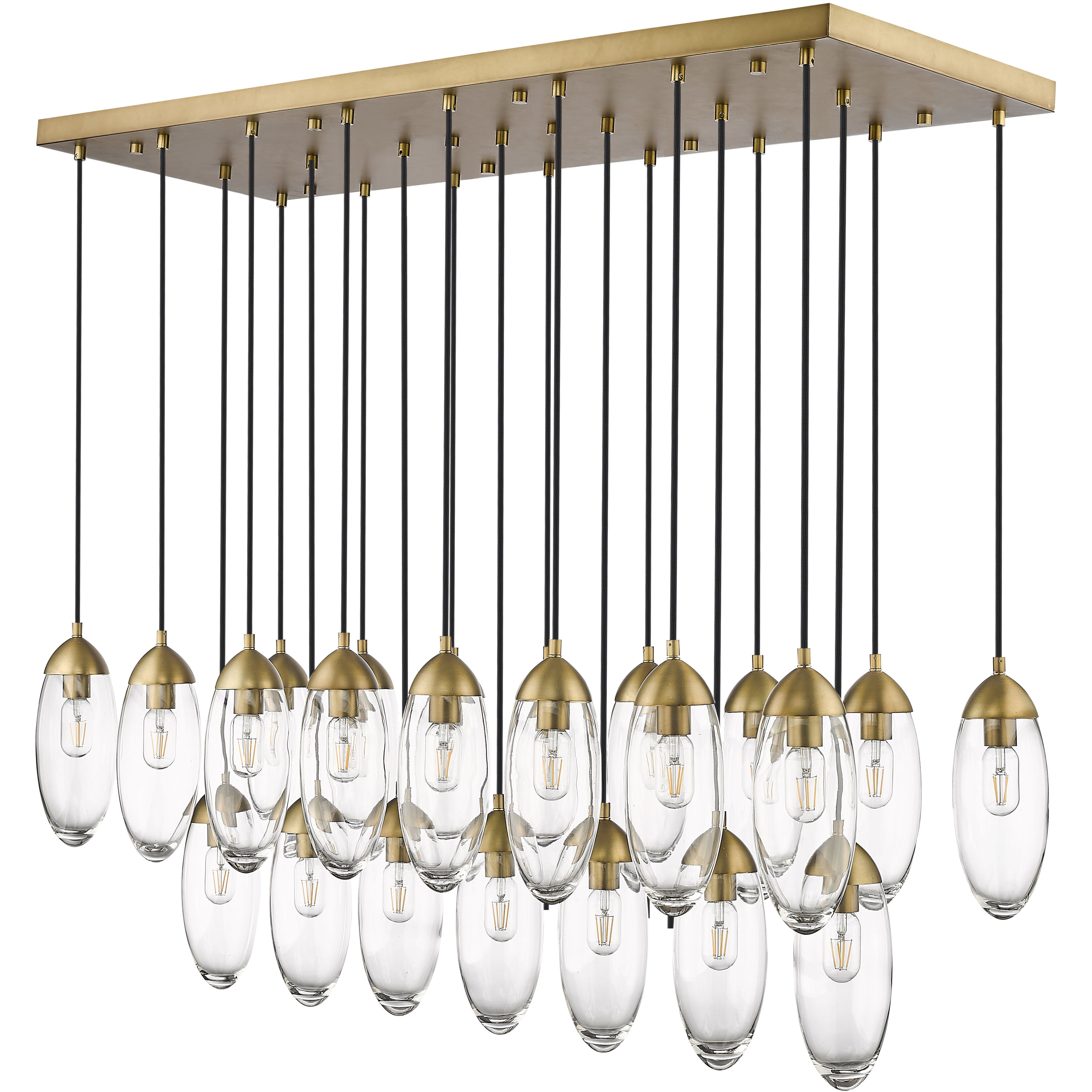 Arden 23 Light 54 inch Rubbed Brass Linear Chandelier Ceiling Light