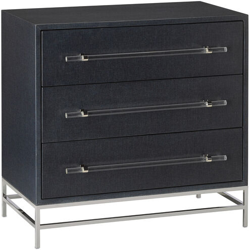Marcel Navy Lacquered Linen/Polished Nickel/Black/Clear Chest