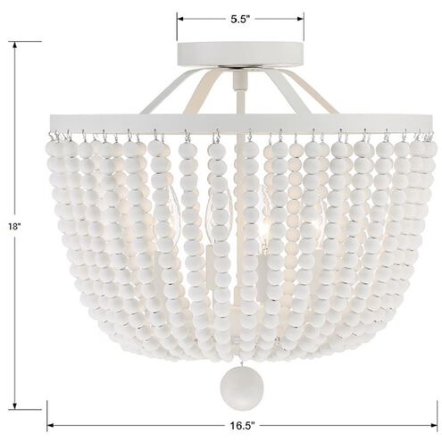 Rylee 4 Light 16.5 inch Matte White Semi Flush Ceiling Light in White Wood