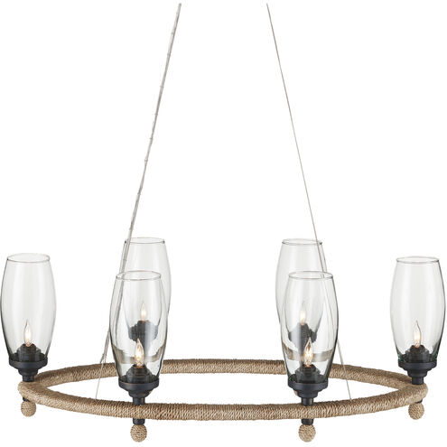 Hightider 6 Light 36 inch Natural and Clear and French Black Chandelier Ceiling Light