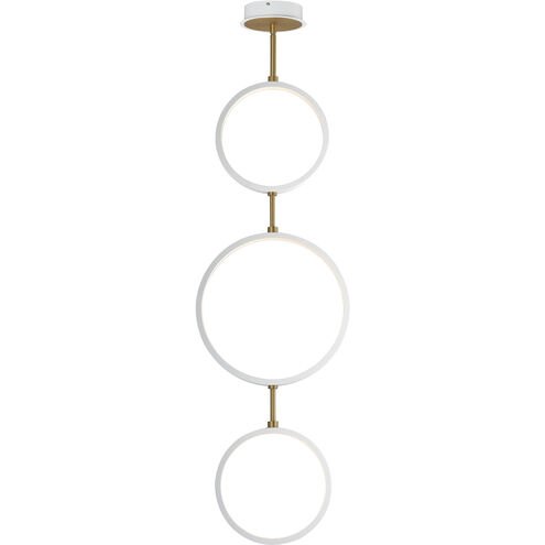 Hoopla LED 15.75 inch White and Gold Chandelier Ceiling Light in White/Gold