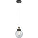Ballston Beacon LED 6 inch Black Antique Brass Pendant Ceiling Light in Seedy Glass