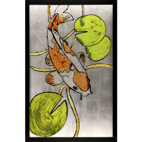 Silver Pond Orange and Green and Black and Multi Framed Art