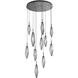 Rock Crystal LED 32.3 inch Matte Black Chandelier Ceiling Light, Round Multi-Port