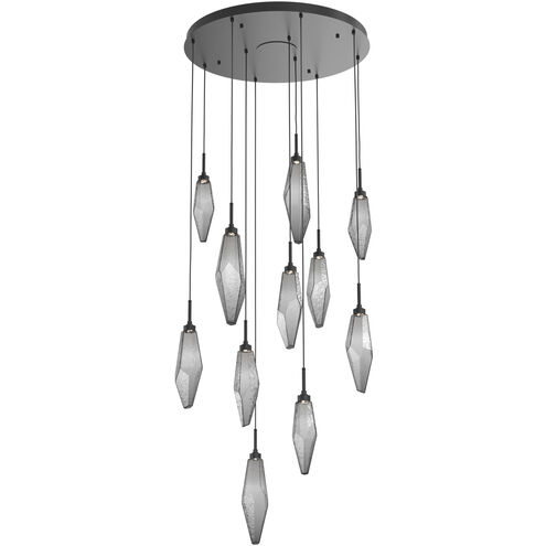 Rock Crystal LED 32.3 inch Matte Black Chandelier Ceiling Light, Round Multi-Port