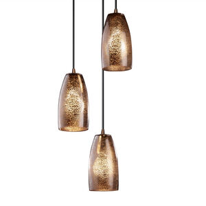 Fusion 3 Light 4 inch Dark Bronze Pendant Ceiling Light in Black Cord, Mercury Glass, Tall Tapered Cylinder, Incandescent