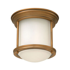 Hadley 1 Light 8 inch Brushed Bronze Flush Mount Ceiling Light in Etched Opal