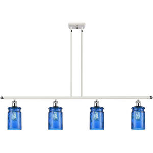 Ballston Candor 4 Light 48 inch White and Polished Chrome Island Light Ceiling Light in Princess Blue Waterglass, Ballston