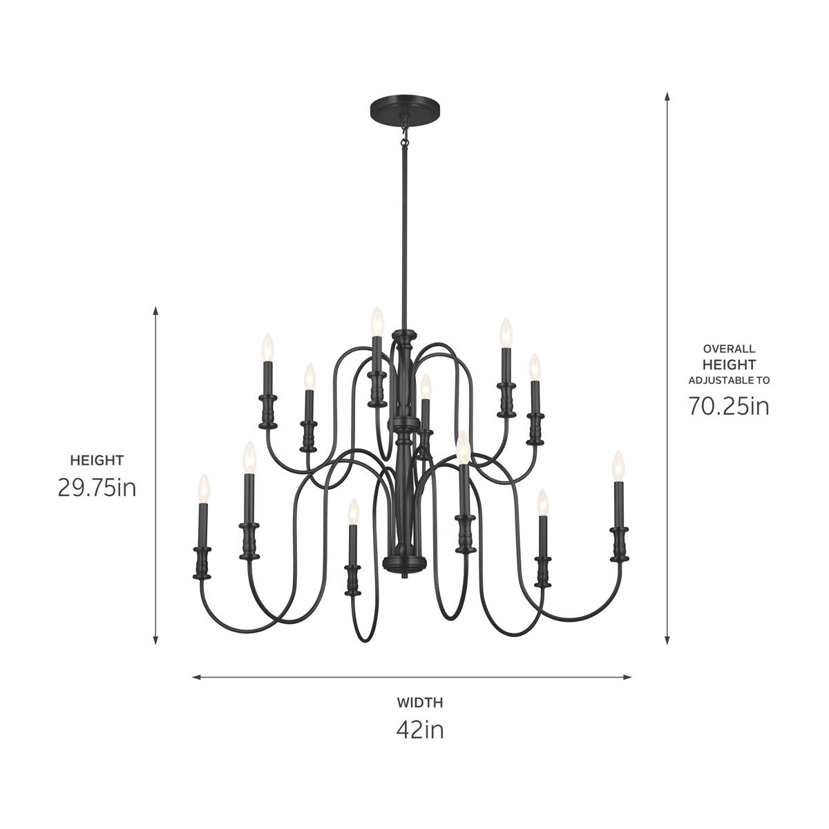 Homestead Karthe 12 Light 42 inch Black Chandelier Ceiling Light, Karthe