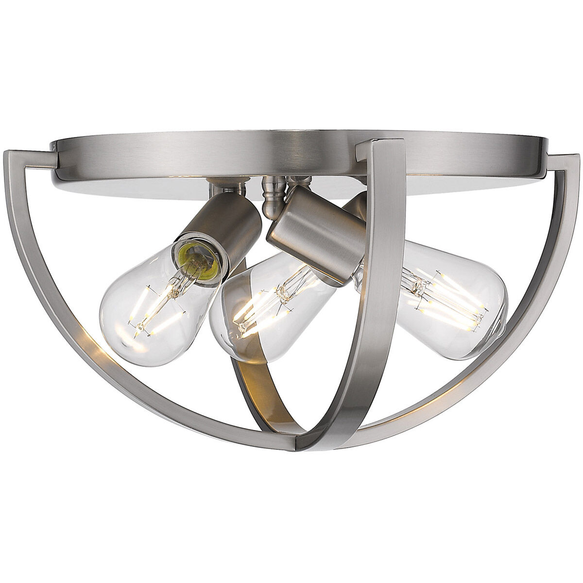 Colson 3 Light 14 inch Pewter Flush Mount Ceiling Light in No Shade, Damp