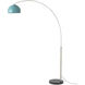 Half Dome 92 inch 14 watt Satin Nickel and Black Arc Floor Lamp Portable Light in Turquoise Steel