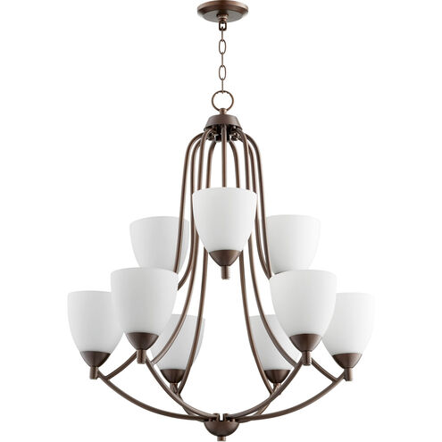 Barkley 9 Light 27 inch Oiled Bronze Chandelier Ceiling Light in Satin Opal