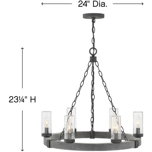 Open Air Sawyer LED 24 inch Aged Zinc with Distressed Black Outdoor Hanging